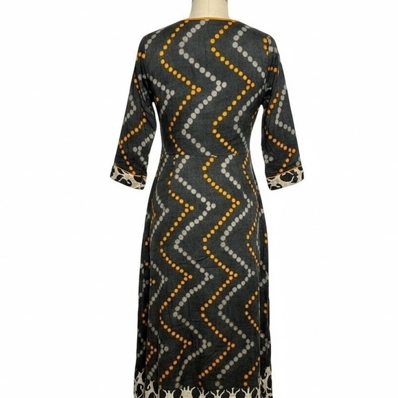 Zoie Dress Womens Actual XS Gray Orange Midi Bohemian Tassels Cotton Sheath - AC - Picture 3 of 9